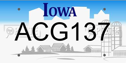 ACG137 Iowa License Plate
