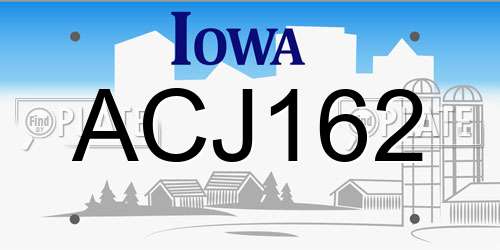 ACJ162 Iowa License Plate