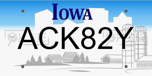 ACK82Y Iowa License Plate