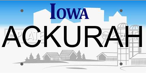 ACKURAH Iowa License Plate