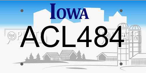 ACL484 Iowa License Plate