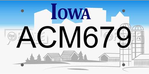 ACM679 Iowa License Plate