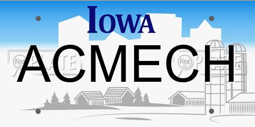 ACMECH Iowa License Plate