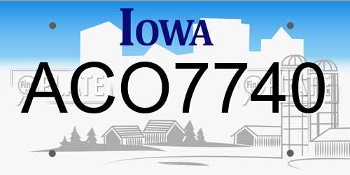 ACO7740 Iowa License Plate