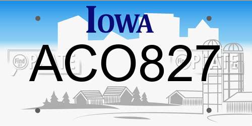 ACO827 Iowa License Plate