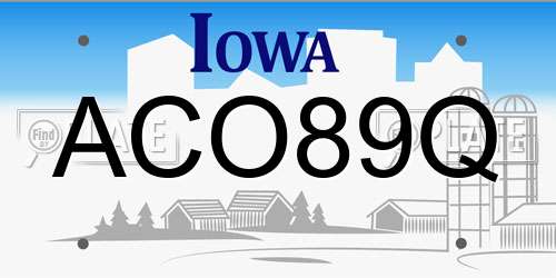 ACO89Q Iowa License Plate