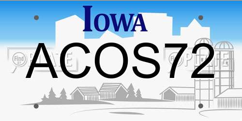 ACOS72 Iowa License Plate
