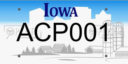 ACP001 Iowa License Plate