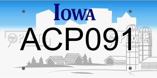 ACP091 Iowa License Plate