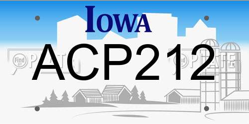 ACP212 Iowa License Plate