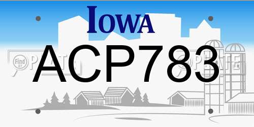ACP783 Iowa License Plate