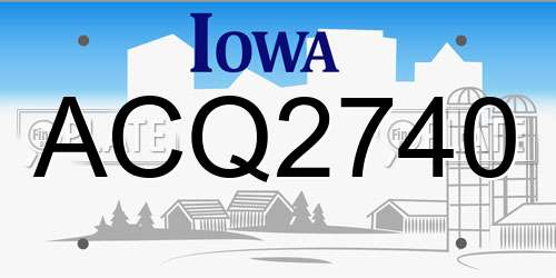 ACQ2740 Iowa License Plate