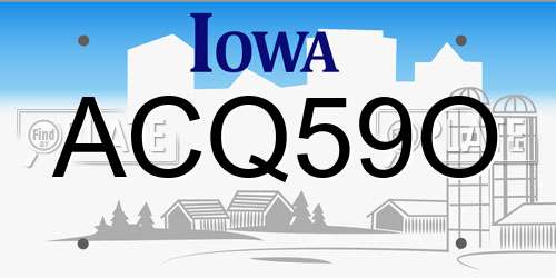 ACQ59O Iowa License Plate
