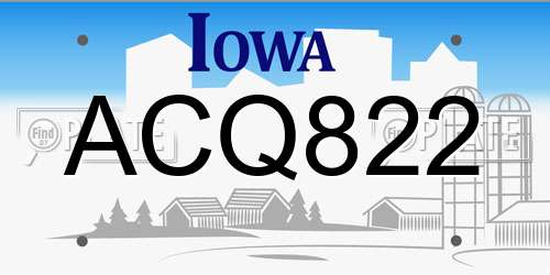 ACQ822 Iowa License Plate