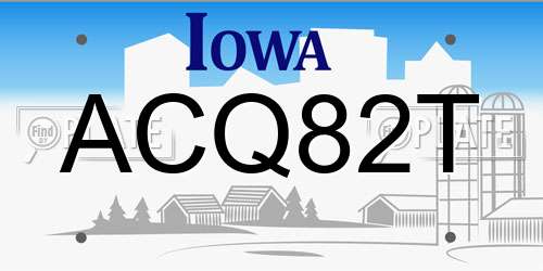 ACQ82T Iowa License Plate