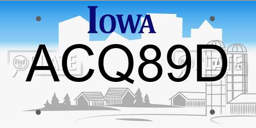 ACQ89D Iowa License Plate