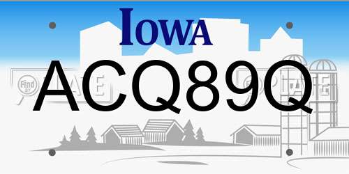 ACQ89Q Iowa License Plate