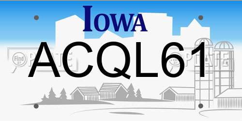 ACQL61 Iowa License Plate