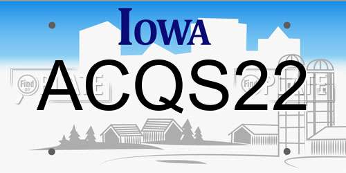 ACQS22 Iowa License Plate