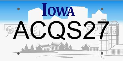 ACQS27 Iowa License Plate