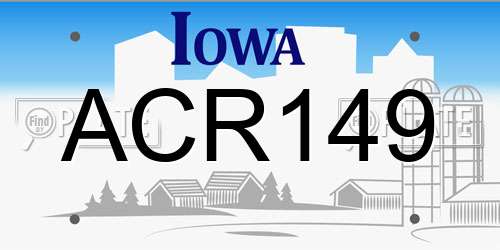 ACR149 Iowa License Plate