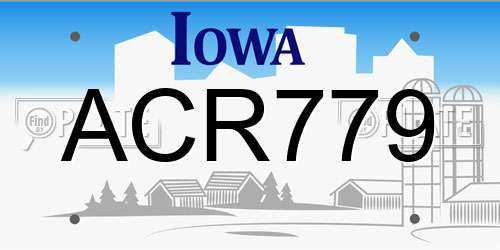 ACR779 Iowa License Plate