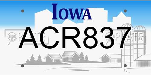 ACR837 Iowa License Plate