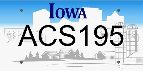 ACS195 Iowa License Plate