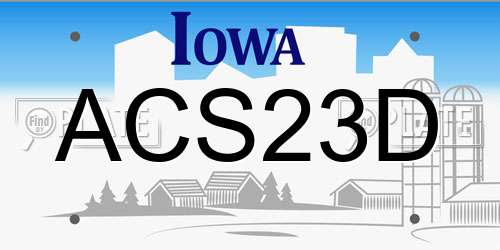 ACS23D Iowa License Plate