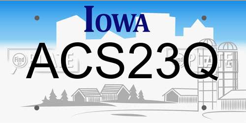 ACS23Q Iowa License Plate