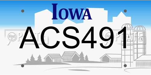 ACS491 Iowa License Plate