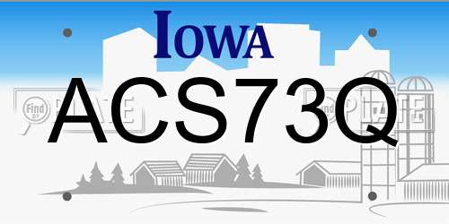 ACS73Q Iowa License Plate