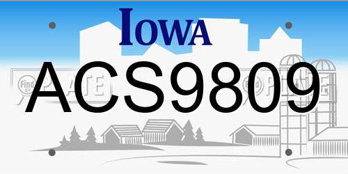 ACS9809 Iowa License Plate