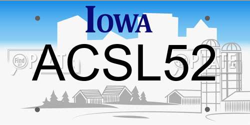 ACSL52 Iowa License Plate