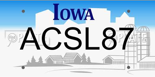 ACSL87 Iowa License Plate