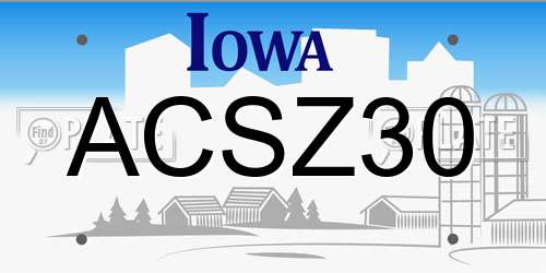 ACSZ30 Iowa License Plate