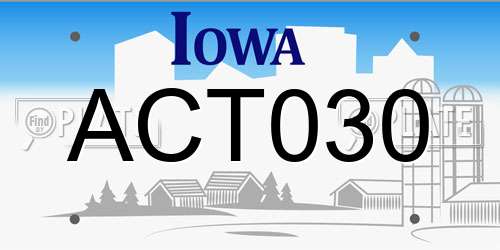 ACT030 Iowa License Plate