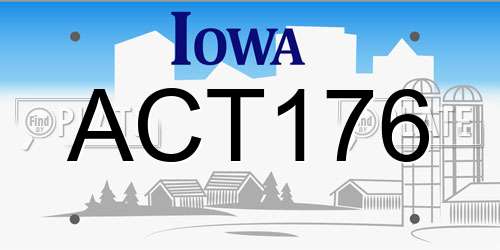 ACT176 Iowa License Plate