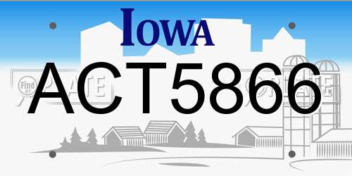 ACT5866 Iowa License Plate