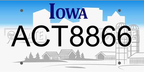 ACT8866 Iowa License Plate