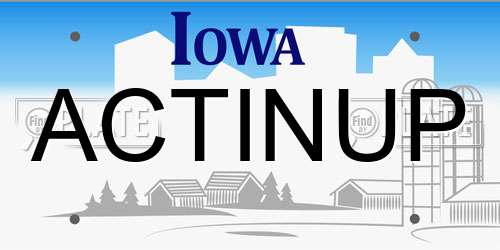 ACTINUP Iowa License Plate