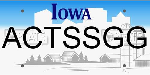 ACTSSGG Iowa License Plate