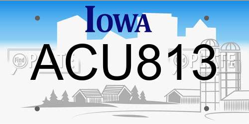 ACU813 Iowa License Plate