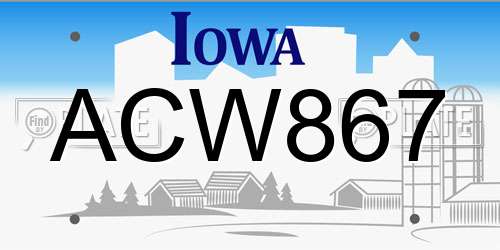 ACW867 Iowa License Plate