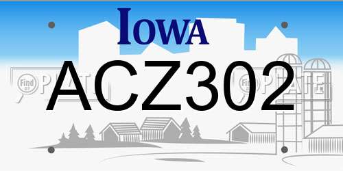 ACZ302 Iowa License Plate