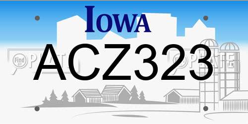 ACZ323 Iowa License Plate