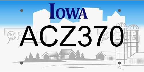 ACZ370 Iowa License Plate