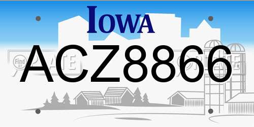 ACZ8866 Iowa License Plate