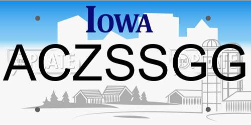 ACZSSGG Iowa License Plate