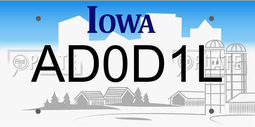 AD0D1L Iowa License Plate
